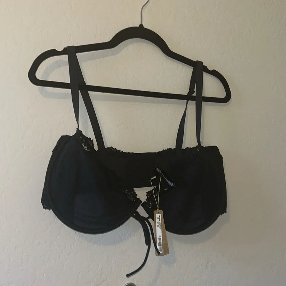 SKIMS Summer Mesh lace Balcon net bra ONYX 40DDD 40F Black - Picture 5 of 8